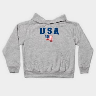 USA Star United States of America with the flag in waving waved Kids Hoodie